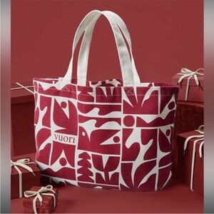 Vuori 2025 Holiday Strawberry Red Print Canvas Tote Bag Limited Editon
